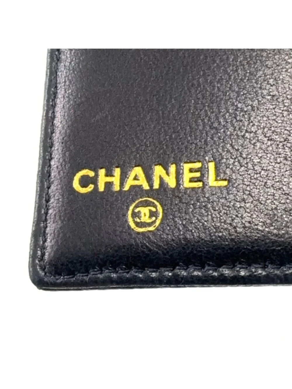 Chanel CC Logo Caviar Leather Black Bifold Wallet Gold